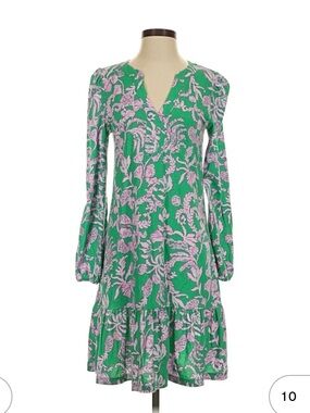 Lilly Pulitzer Green & Pink Floral Long-Sleeve Women's Dress